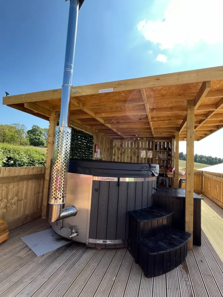 Superior glamping yurts in Mansfield with private wood-fired hot tubs - 003